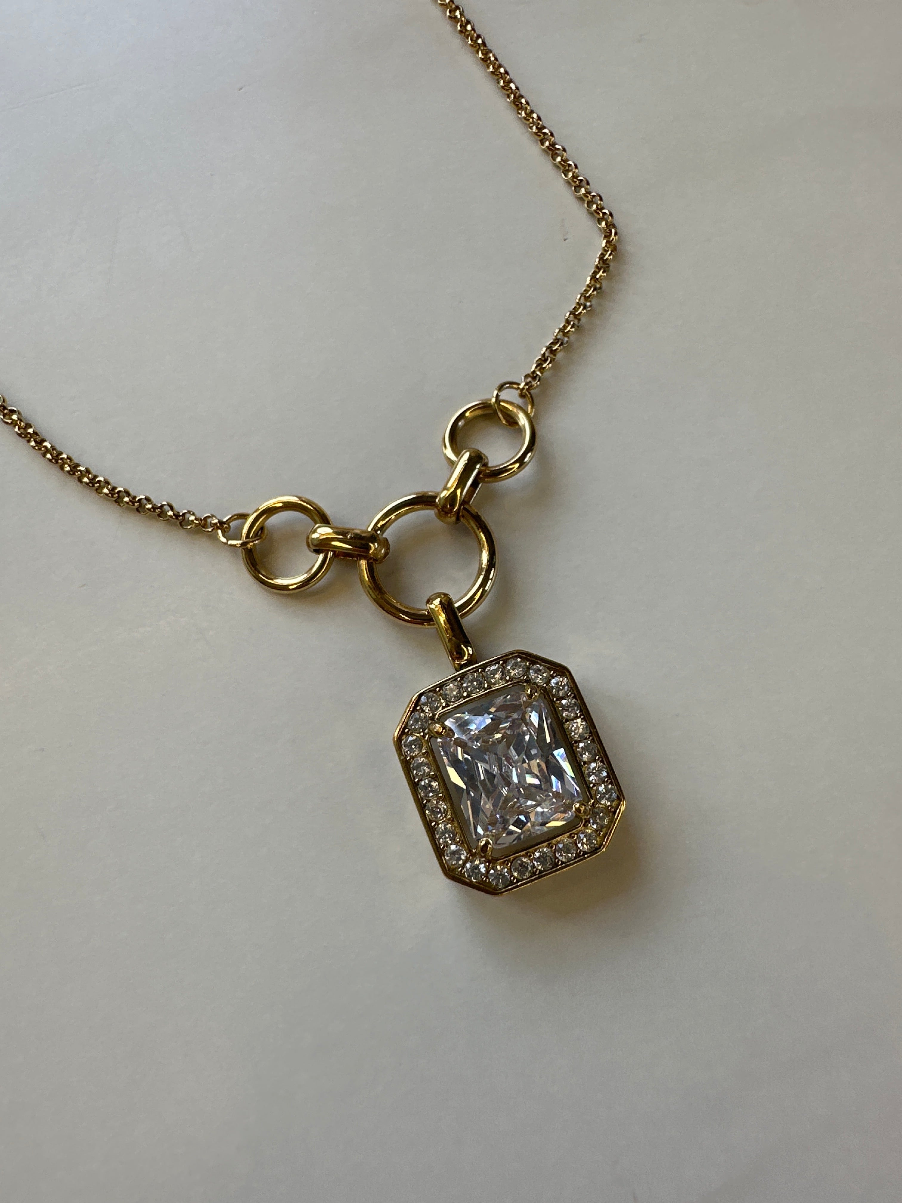 Pendentif strass acier inoxydable