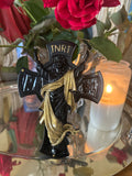 Crucifix noir satiné doré