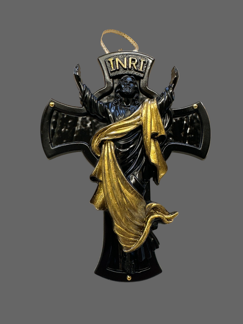 Crucifix noir satiné doré
