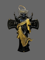 Crucifix noir satiné doré