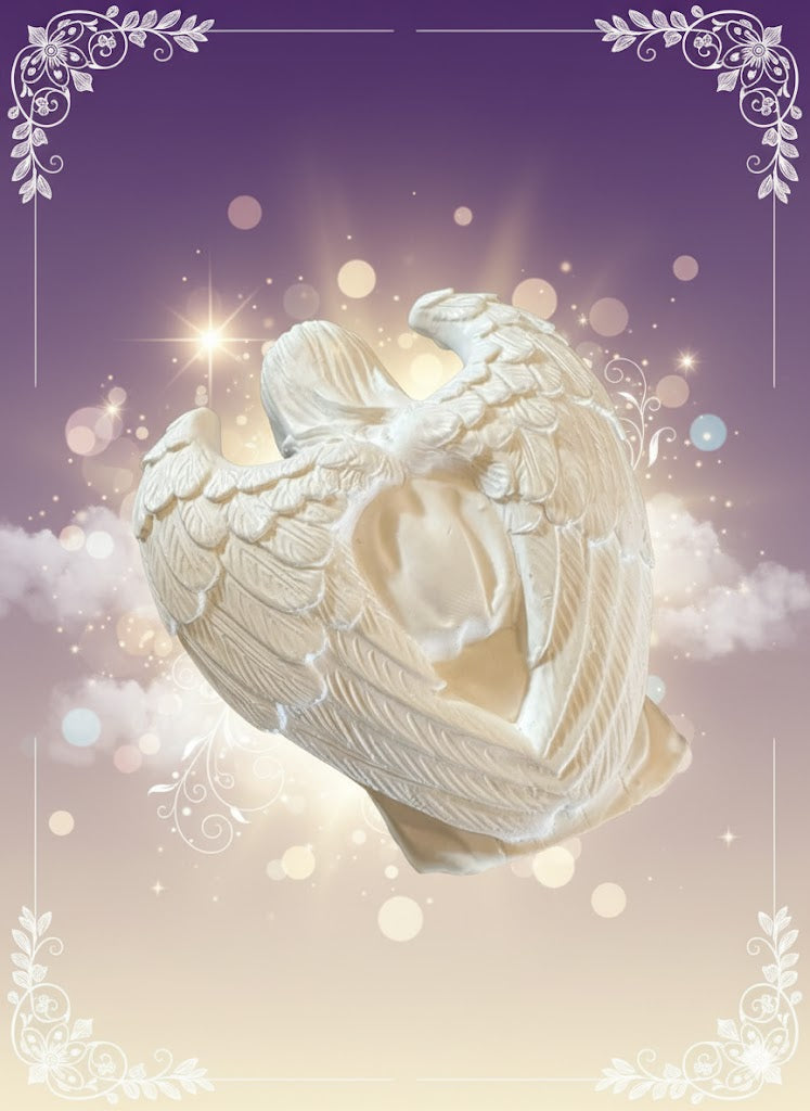 L’ange et les enfants blanc en céramique 