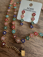 Parure strass en acier inoxydable