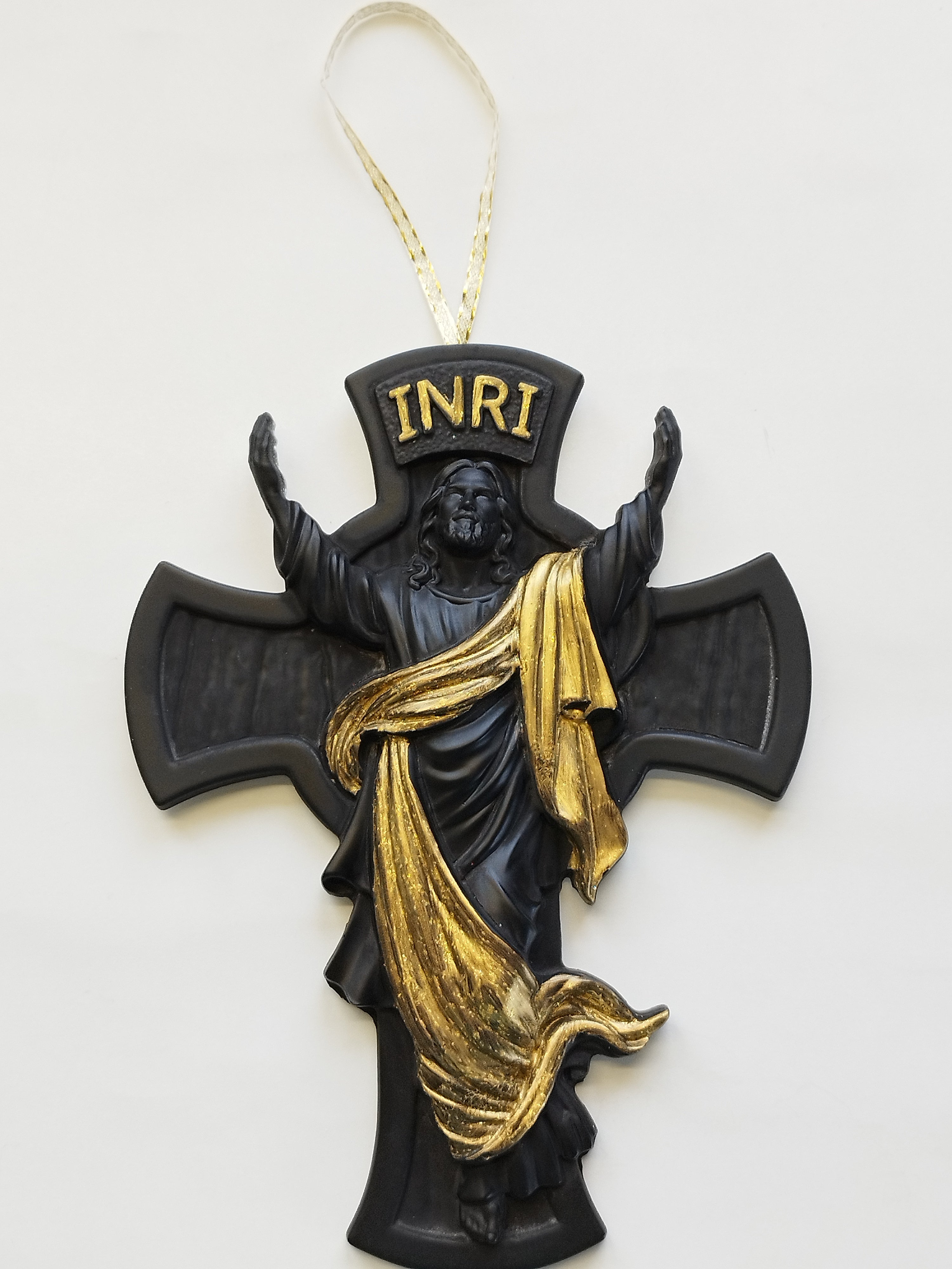 Crucifix noir matt, doré