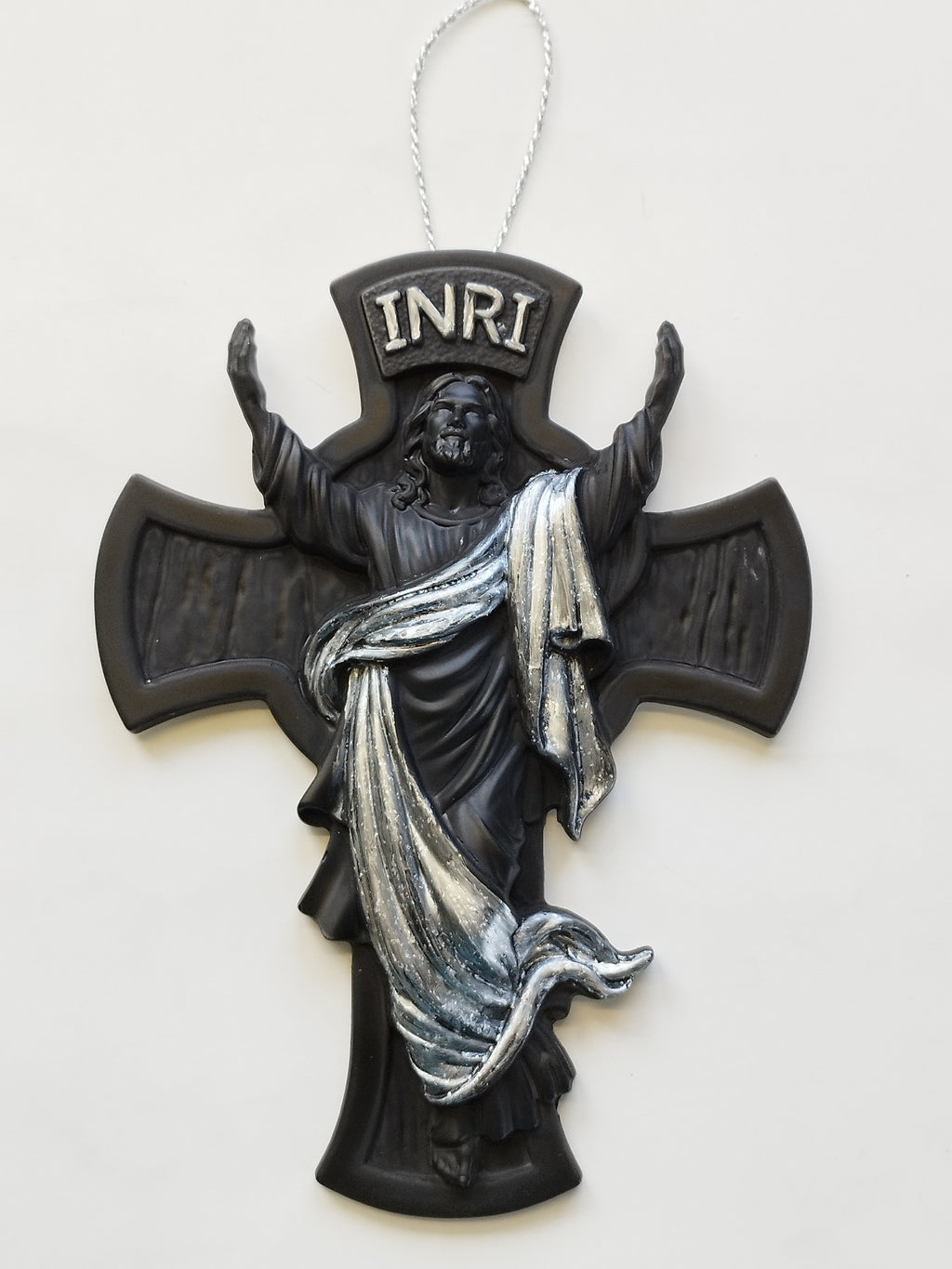 Crucifix noir matt et argenté