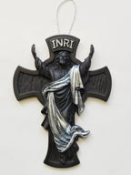 Crucifix noir matt et argenté