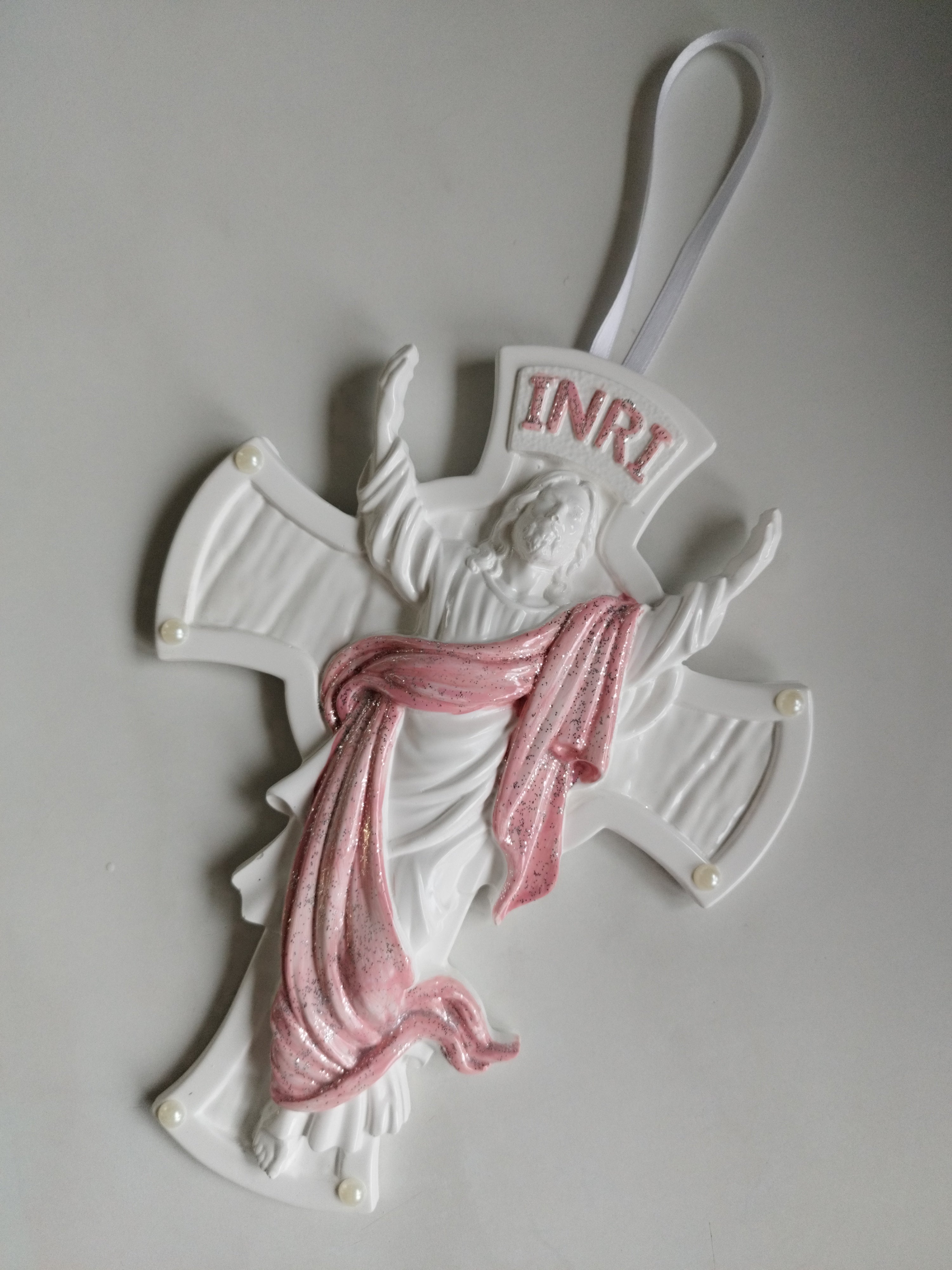 Crucifix rose poudré